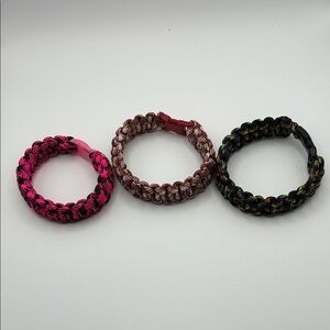 Stylish Paracord Bracelet Set - Pink, Red, Black